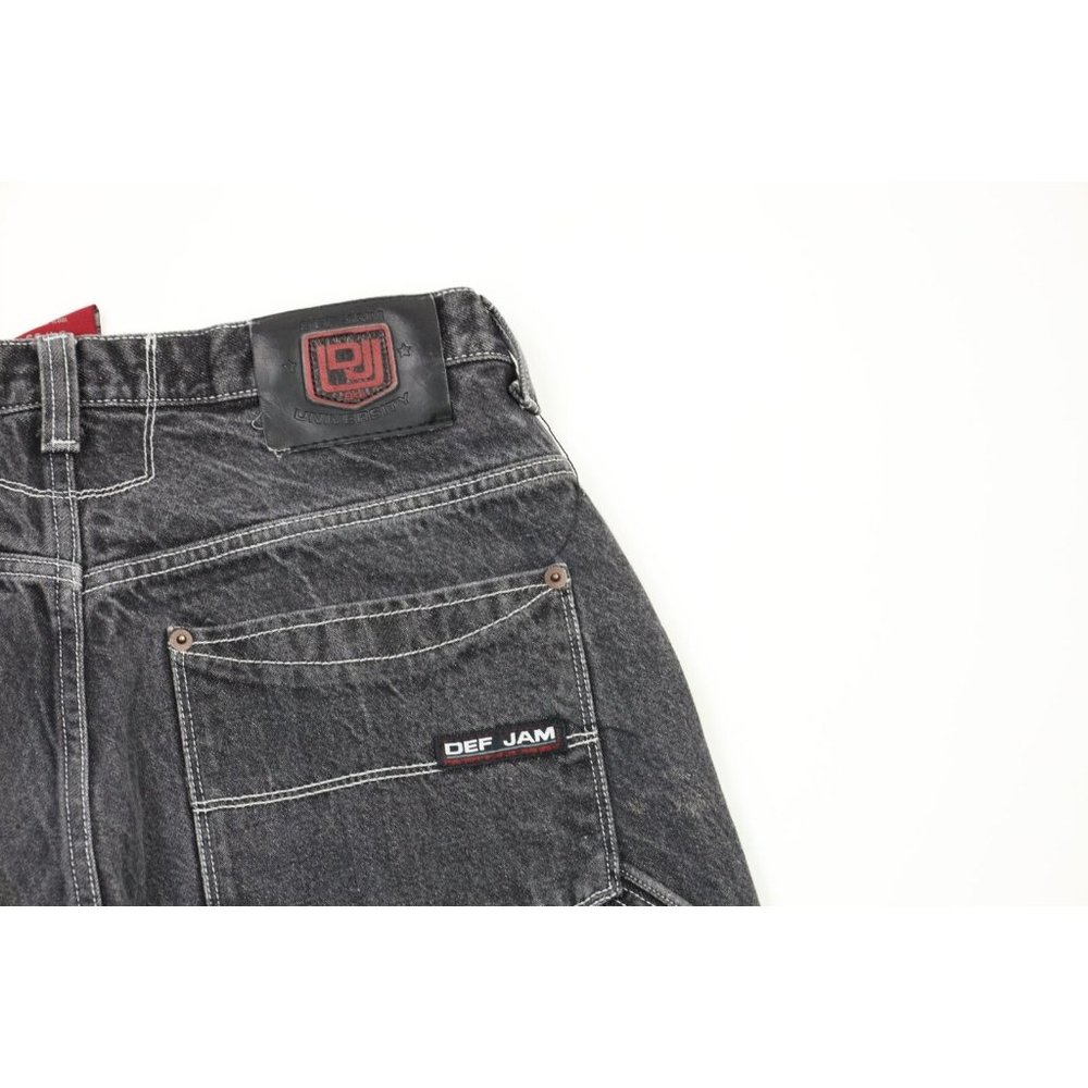 Vintage Def Jam Records 32x29 Distressed Big Pocket Baggy Fit Wide Leg Jeans - Picture 9 of 11